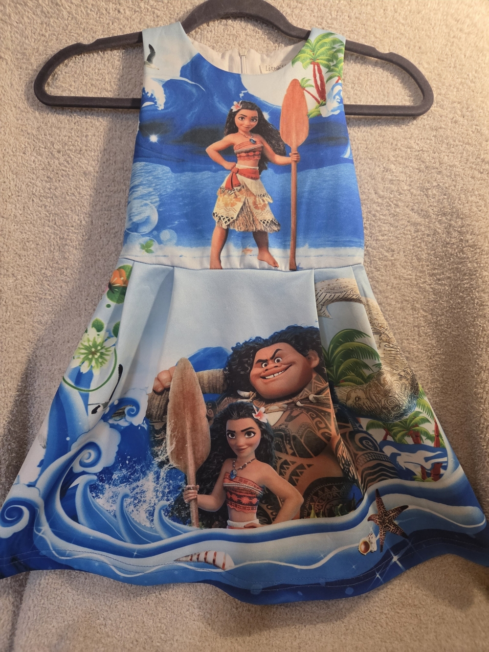 Girls Blue Moana Print Casual Dress